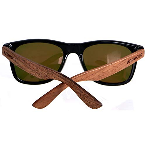 ANDWOOD Gafas De Sol De Madera Polarizadas Mujer Hombres Protección Contra Rayos Ultravioleta Marco De Bambú