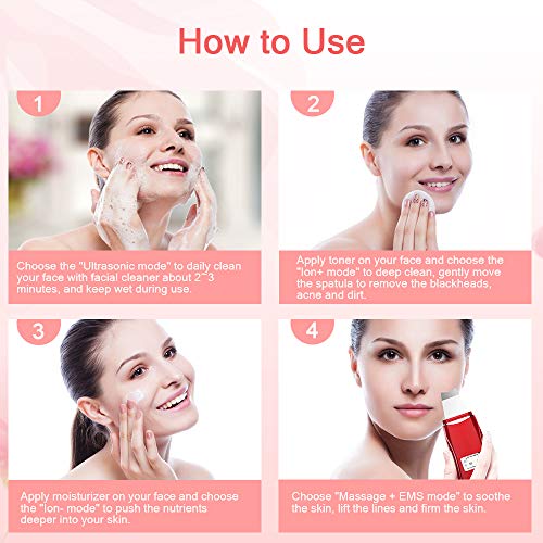 ANLAN Peeling Ultrasónico Facial con 5 Modos, LCD Pantalla, USB Recargable, Equipo de Belleza Facial Multifuncional para Limpieza Facial y Cuidado Facial