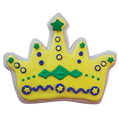 Ann Clark Cookie Cutters Juego de 4 cortadores de galletas Mardi Gras y Nueva Orleans con libro de recetas, corona de rey, corona de princesa, máscara y flor de lis