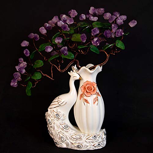 Árbol de Dinero Amethyst natural del árbol del dinero Crafts decoración del hogar Siete Chakra curativo natural de la piedra preciosa de cristal Fortuna Bonsai árbol del dinero for la buena suerte Arb