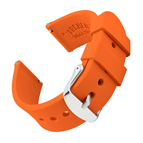 Archer Watch Straps | Repuesto de Correa Reloj de Silicona para Hombre y Mujer, Caucho Fácil de Abrochar para Relojes y Smartwatch | Naranja Portland, 18mm