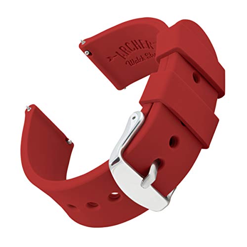 Archer Watch Straps | Repuesto de Correa Reloj de Silicona para Hombre y Mujer, Caucho Fácil de Abrochar para Relojes y Smartwatch | Rojo Veneciano, 18mm