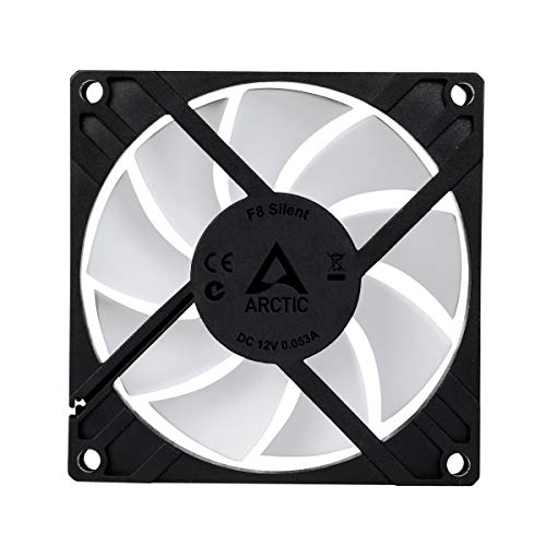 ARCTIC F8 Silent – 80 mm Ventilador de Caja para CPU, Motor Muy Silencioso, Computadora, 1200 RPM – Negro/Blanco