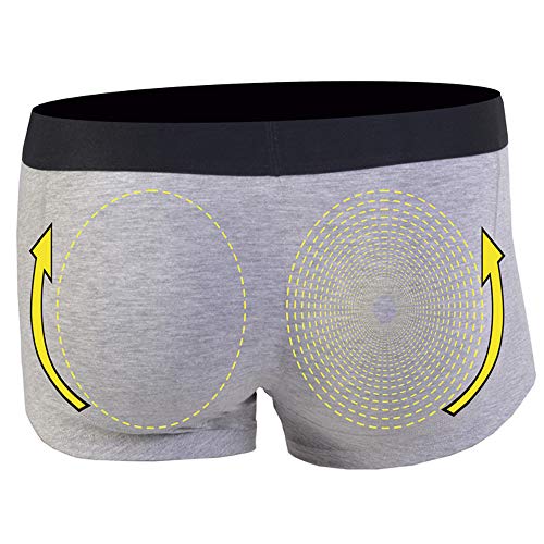 ARIUS Calzoncillo Boxer con Relleno Trasero para Aumentar el Volumen y tamaño de glúteos y Levantar en Color Gris - Push up y Relleno de Nalgas - Men’s Padded Buttocks - Men's Shapewear (L)