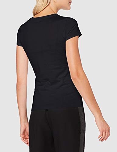 Armani Exchange Basic T-Shirt Logo On Bust Camiseta, Black with Gold, L para Mujer