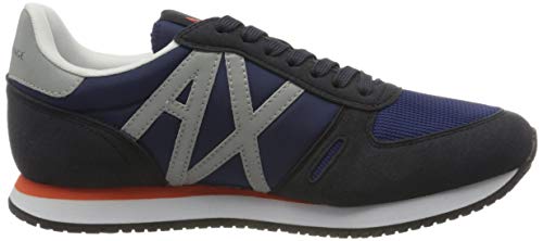 Armani Exchange Micro Suede Multicolor Sneakers, Zapatillas para Hombre, Navy Reflex Silver, 40 EU