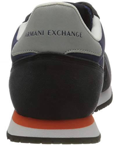 Armani Exchange Micro Suede Multicolor Sneakers, Zapatillas para Hombre, Navy Reflex Silver, 40 EU