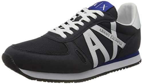 Armani Exchange Retro Running Sneakers, Zapatillas para Hombre, Azul (Navy+Op.White K487), 44 EU