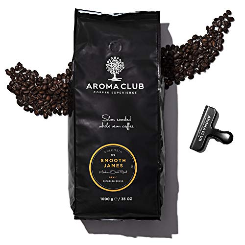 Aroma Club Café en Grano 1kg - Medium/Dark Roast Smooth James – Café Colombia Tueste Lento – Certificación Carbono Neutro