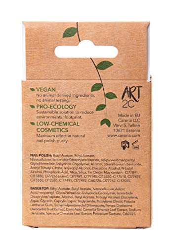 Art 2C - Esmalte de uñas puro con fórmula 85 % ecológica y vegana, paquete de 2 productos: 1 base/acabado y 1 esmalte color nude, 2 x 9 ml