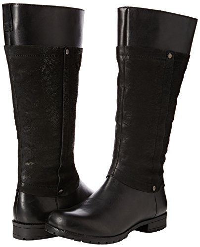 Aspele - Botas de Piel de Media Pantorrilla, Ajustadas, Color Negro y coñac (Longitud de la Bota 15 Pulgadas y Ancho de la Pantorrilla 16 Pulgadas), Color Negro, Talla 37 EU