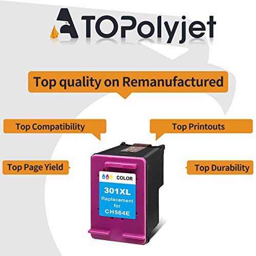 ATOPolyjet - Cartucho de tinta remanufacturado para HP 301XL 301 XL con HP Deskjet 1000 2050 2510 2540 3000 3050 Envy 5530 4500 4507 5532 4502 5534 4504 Officejet 2 620 20 622 4630 4632 (1 tricolor).