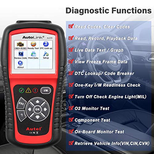 Autel Autolink AL519 OBD2 Diagnósticos Coche OBD2 Escáner Lector de Código de Error del Motor con el Modelo Mejorado 6, Versión Avanzada de AL319