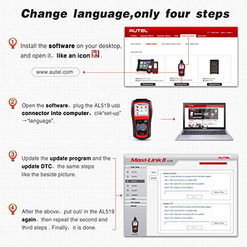 Autel Autolink AL519 OBD2 Diagnósticos Coche OBD2 Escáner Lector de Código de Error del Motor con el Modelo Mejorado 6, Versión Avanzada de AL319