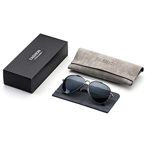 Avoalre Gafas de Sol Aviador Gafas Polarizadas Hombre Gris de Moda de Estilo Espejo Grande Redondo UV400 Marco Inoxidable Lente TAC PL Super Cómodas