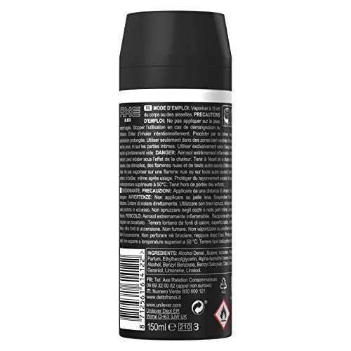 AXE Black Desodorante - Paquete de 6 x 150 ml - Total: 900 ml (8712561614139)