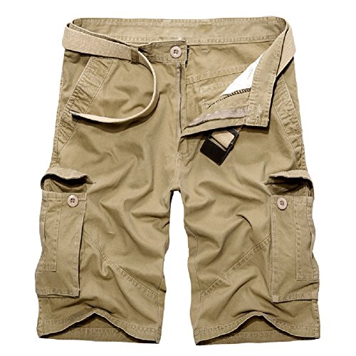 AYG Hombre Cargo Shorts Pantalones Cortos Bermudas(khaki,36)