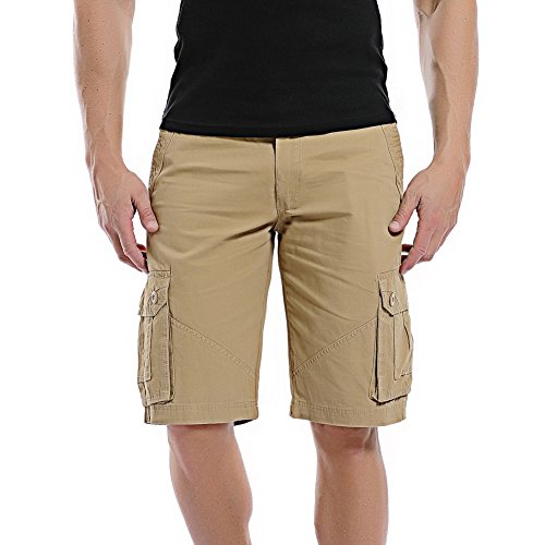 AYG Hombre Cargo Shorts Pantalones Cortos Bermudas(khaki,36)