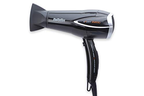 BaByliss Expert - Secador para el pelo con difusor, 2200 W, aire frío, 25% de ahorro de energía, 3 velocidades/temperaturas, color negro