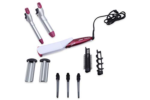 BaByliss Multistyler MS21E - Set moldeador de pelo 10 en 1 con tenacillas y planchas de pelo para alisar, ondular y crimpar