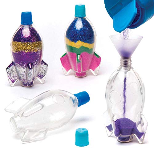 Baker Ross Botellas en forma de cohete para decorar con arena (pack de 5), ideales para manualidades infantiles