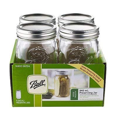 BALL MASON JARS 1440006704 - Paquete de 4 frascos de 945 ml para conserva con boca ancha