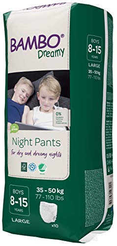 Bambo Nature Dreamy Boy Premium - Pantalones de noche (8 a 15 años), talla grande (35 a 50 kg)