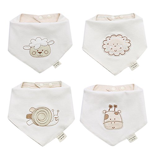 Bandanas bebe baberos para niños y niñas de 4 pack-100% algodón, suave y absorbente, hipoalergenico y bordado bebe unisex bebe denticion baberos Baba baberos