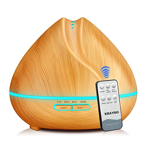 BAOWANG humidificador 400 ml Control remoto aroma Aceites difusor ultrasónico humidificador de aire con grano de madera Led luces para oficina hogar