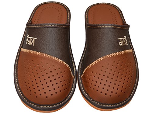 Bawal - Pantuflas de Cuero para Hombres Zapatillas VIP Negro & Marrón 40-46 (40 EU, Marrón)