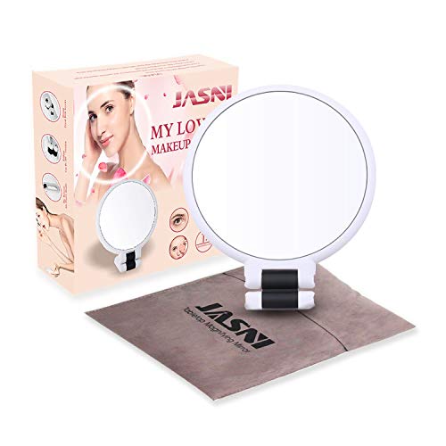 bayrick Maquillaje de Mesa de 2 Caras Espejo de un Lado con Espejo de Aumento 15X de 360 ° de rotación Espejo de Moda (White)