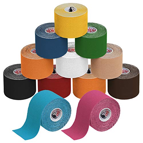 BB Sport 12 Rollos Cinta Kinesiología Tape 5 m x 5 cm Cinta Muscular E- Book Ejemplos Aplicación, Color:colores surtido