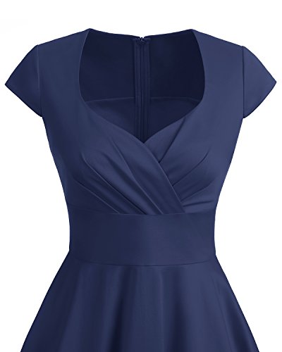 Bbonlinedress Vestido Corto Mujer Retro Años 50 Vintage Escote En Pico Navy XS