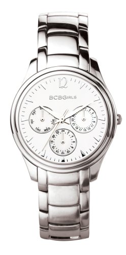 BCBG MAX Azria GL4014 - Reloj analógico de Cuarzo para Mujer con Correa de Acero Inoxidable, Color Plateado