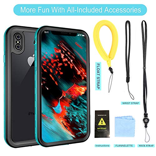 BDIG Funda Impermeable iPhone XS MAX, 360 Funda IP68 Certificado Delgado Cover a Prueba de choques Anti-rasguños Full Body con Protector de Pantalla Impermeable Funda para iPhone XS MAX (Azules Sets)