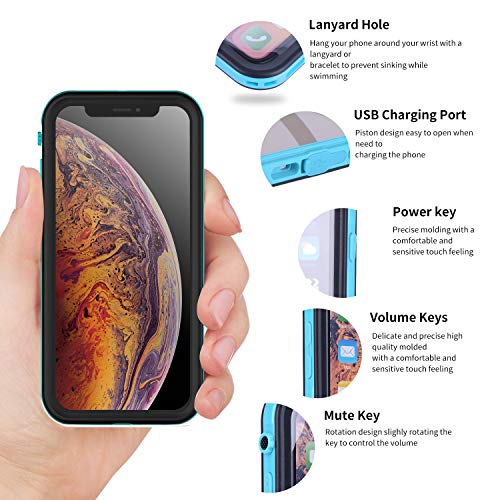 BDIG Funda Impermeable iPhone XS MAX, 360 Funda IP68 Certificado Delgado Cover a Prueba de choques Anti-rasguños Full Body con Protector de Pantalla Impermeable Funda para iPhone XS MAX (Azules Sets)