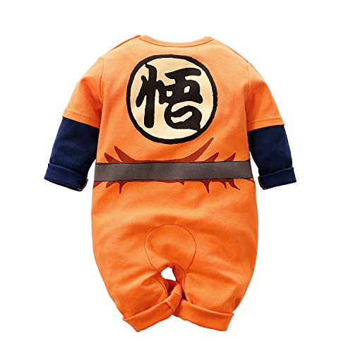 Beal Shopping - Mono de manga larga para bebé, diseño de Goku -  Naranja -  9- 12 meses