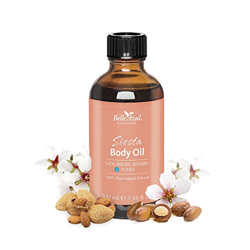 Belle Azul - Siesta Body Oil - Aceite Corporal Nutritivo y Reafirmante Natural con Aceite de Argán Orgánico Certificado por ECOCERTVegano 100ML