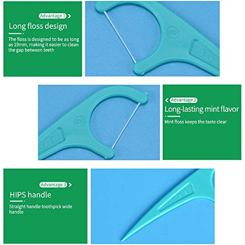 BEYAOBN Hilo dental 300 Piezas para interdental oral limpieza menta Palillos de hilo dental Plástico con estuches portátiles perfectos para la familia, hotel, viajes