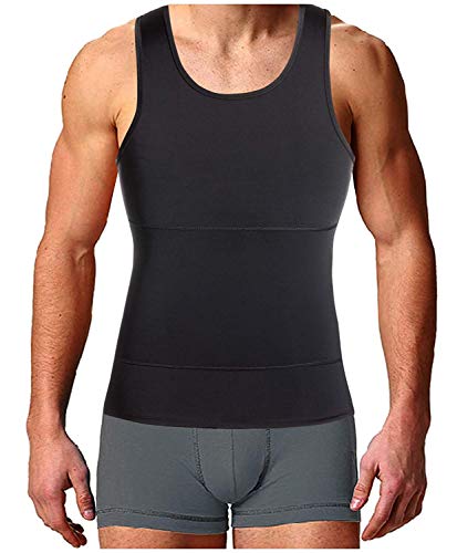 Bingrong Faja Reductora para Hombre Chaleco Adelgazante para Hombre Camiseta elástica para Abdomen Ropa Interior Reductora (Negro, Large)