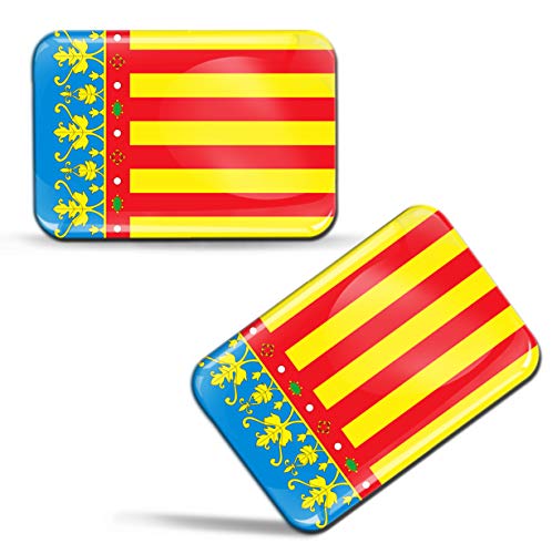 Biomar Labs® 2 x 3D Gel Pegatinas Siliconas Comunidad de España Bandera Valenciana Español Stickers Valencia Community Spain Flag Adhesivos Auto Coche Moto Bicicleta Ordenador F 89