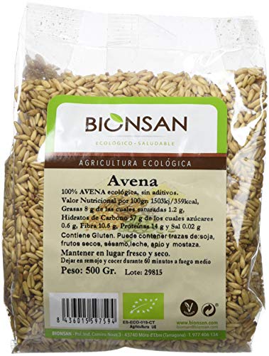 Bionsan Avena Sativa en Grano Ecológica - 6 Bolsas de 500 gr - Total: 3000 gr