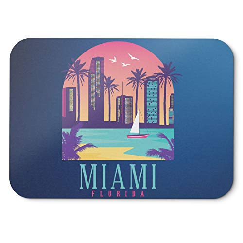 BLAK TEE Miami Florida Skyline Mouse Pad 18 x 22 cm in 3 Colours Blue