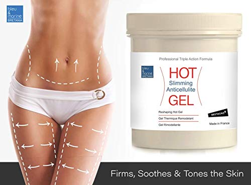 bleu & marine Bretania Hot Gel Adelgazante y Anticelulits ● Thermo Gel con Algas, Café y Aceites Esenciales ● Efecto Calor Drenante y Quema Grasa ● Reductor para Abdominales marcados Hombres 1000 ml