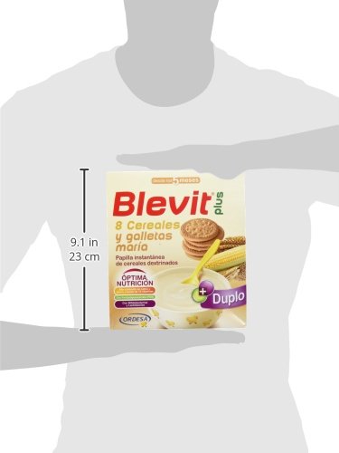 Blevit Plus Duplo 8 Cereales y Galletas María, 1 unidad 600 gr. A partir de los 5 meses.