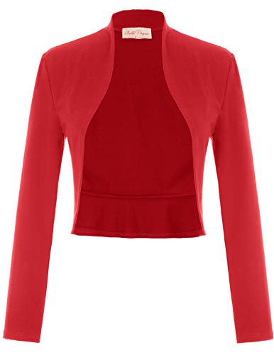 Bolero Elegante Mujer Fiesta Torera Talla Grande Mangas Largas Joven Chaqueta Corta Boda Formal M