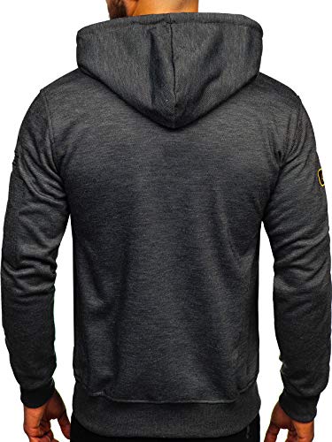 BOLF Hombre Sudadera con Capucha Cierre de Cremallera Cuello Alto Estilo Deportivo T&C Star 2084 Negro M [1A1]