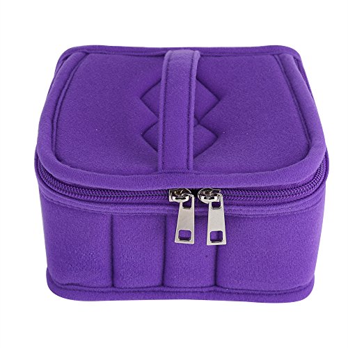 Bolsa de aceites esenciales, 30 botellas Shockproof Aceites Esenciales Organizador Viaje aceite esencial bolsa estuche para dama morado