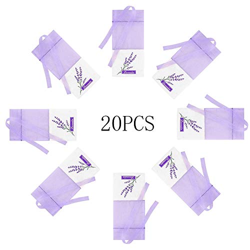 Bolsa de Lavanda Vacía, 20 Piezas Bolsita de Lavanda con Cordón Bolsa de Perfume púrpura vacía Bolsa de Lavanda Bolsas de Algodón Lavanda para Lavanda Especias y Hierbas (Violeta Claro)