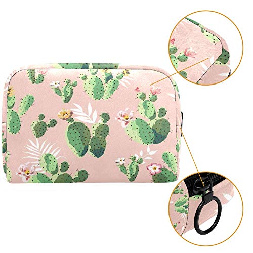 Bolsa de maquillaje de cactus Oxford Bolsa de cosméticos para mujeres Bolsa de maquillaje con cremallera negra Bolsa de aseo portátil de viaje